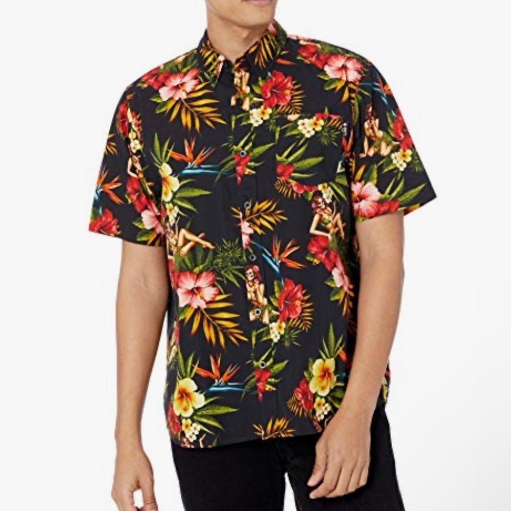 🆕Men’s LRG “Not Too Strange” Shirt Floral Button Down Collared Size Small